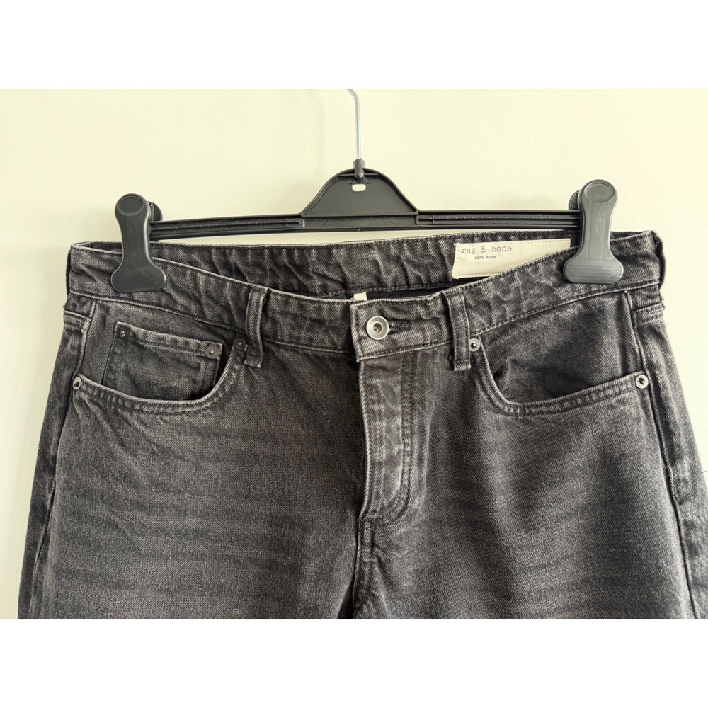Rag & Bone Dre Low-Rise Slim Boyfriend Jeans Highland Black Raw Hem 29 - Picture 3 of 10